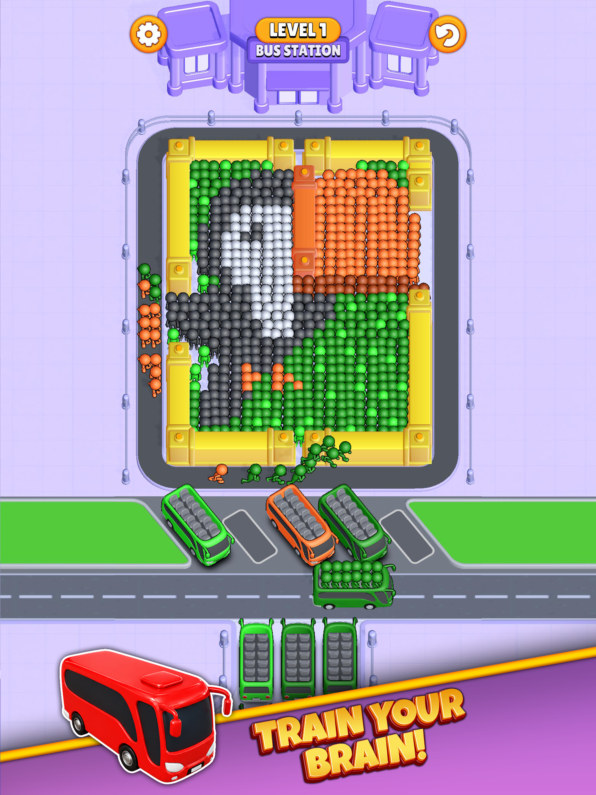 Obstacle-driven crowd routing and bus-filling puzzles