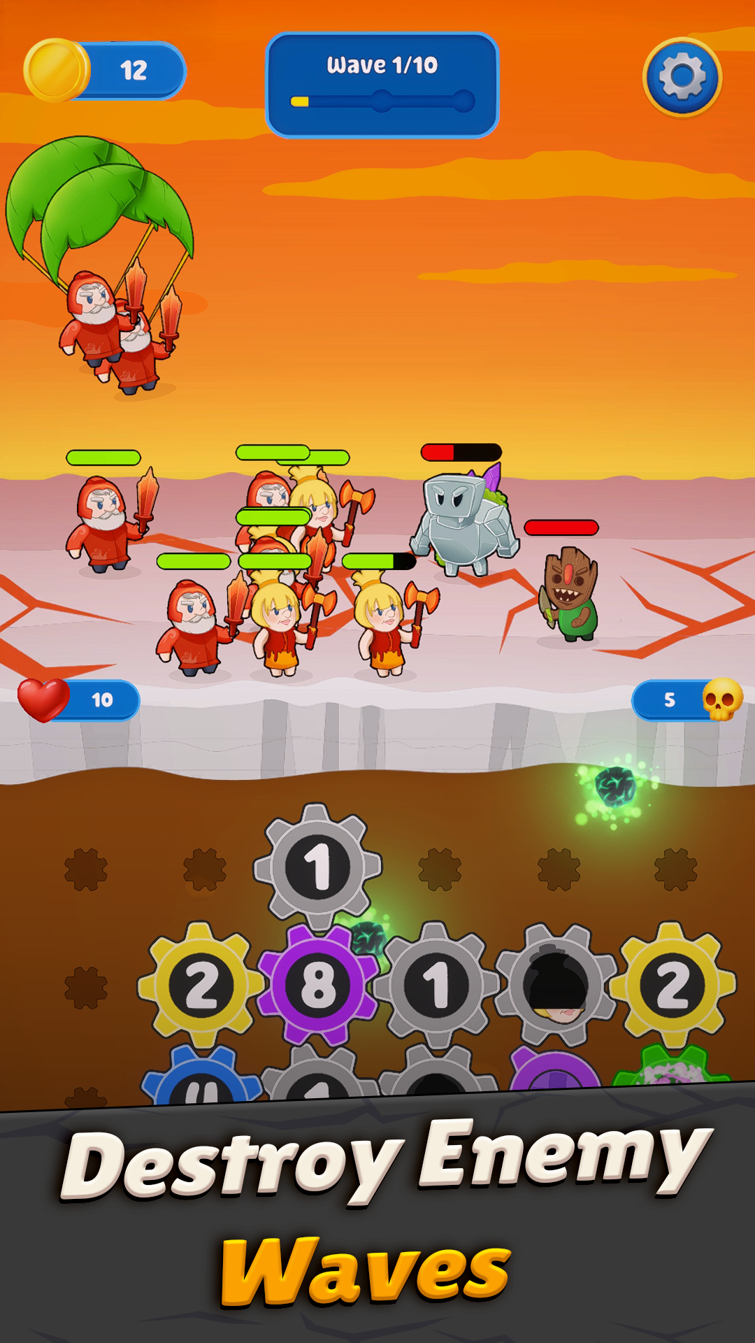 Wave-based combat with dynamic enemy encounters