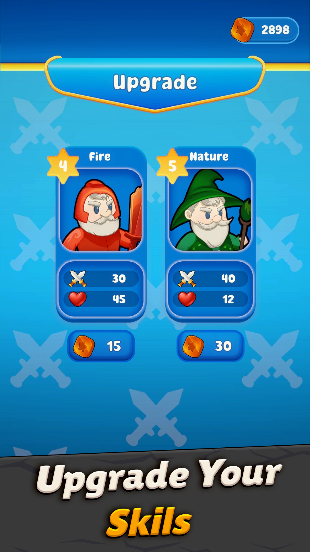 Elemental hero upgrades and progression choices